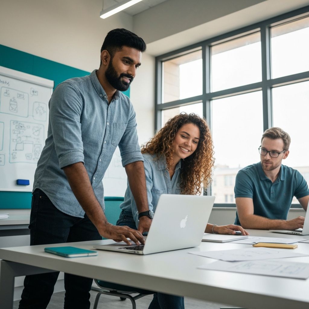 Team of developers collaborating on projects